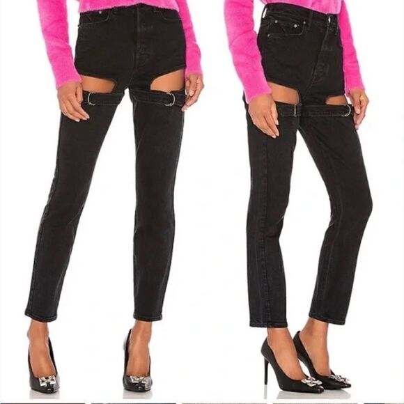 NWTs GRLFRND Raquel Thigh Cut Out Before My Time Jeans Size 25 - Picture 1 of 13